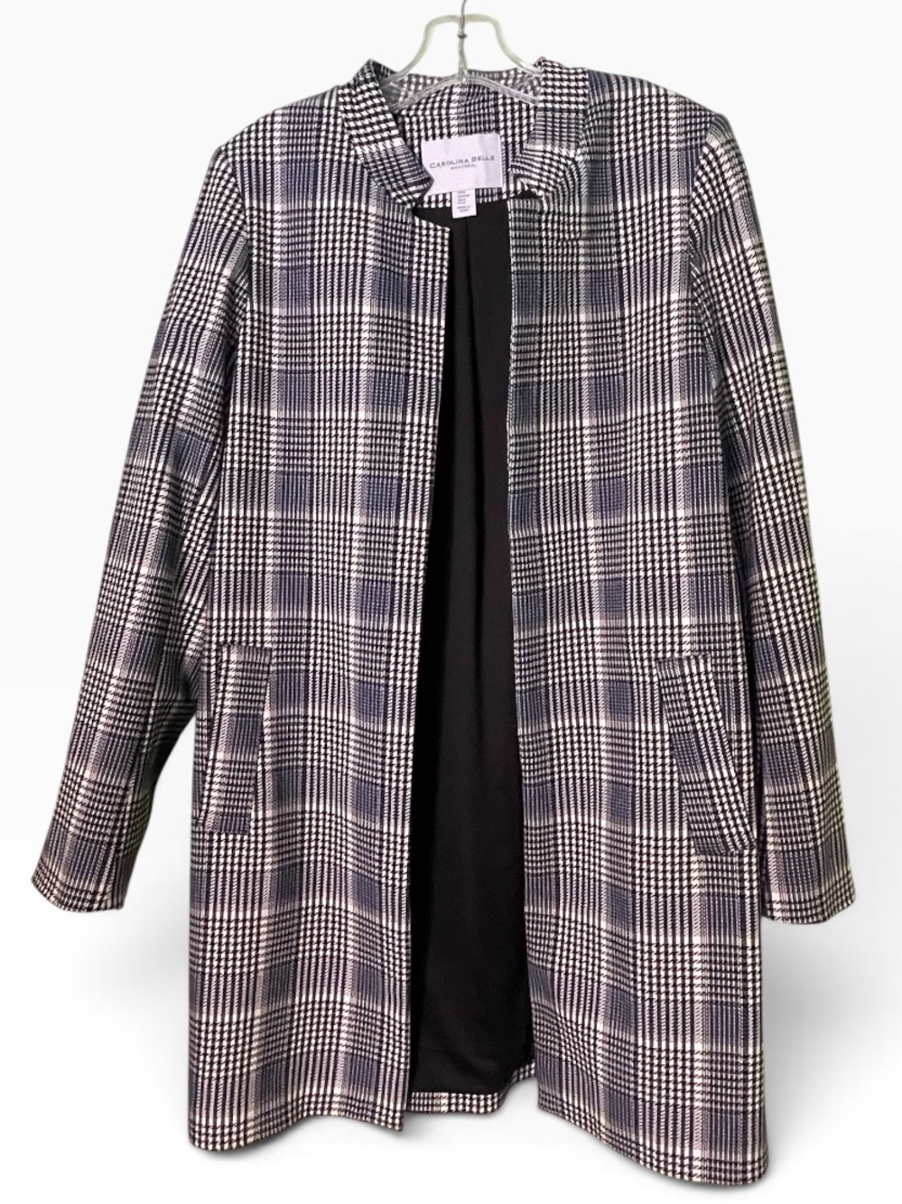 Carolina Belle open-front, longline blazer in glen plaid pattern. Size M GUC - Picture 2 of 10